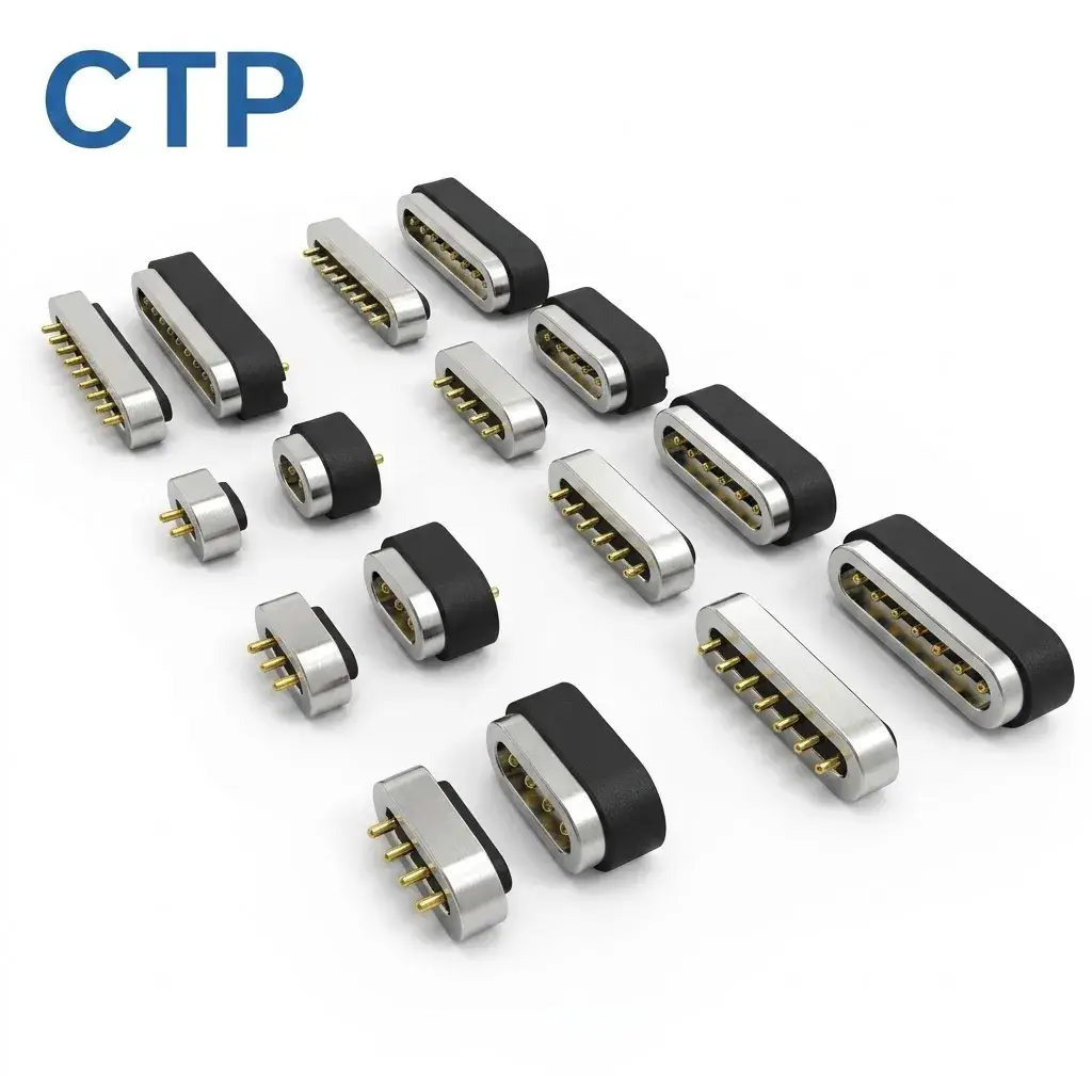 2-8 pin waterproof magnetic pogo pin connector