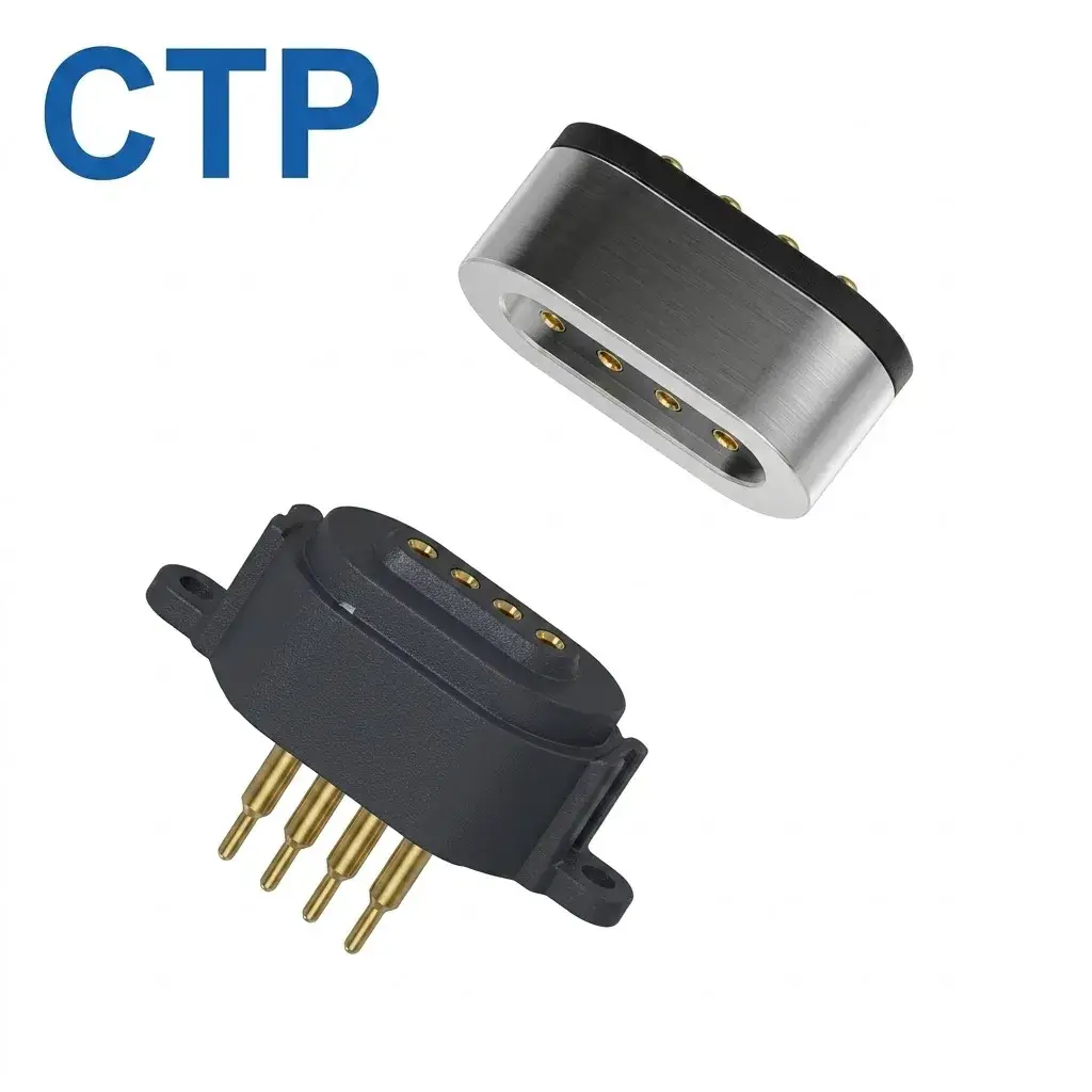 4 pin ring magnetic pogo pin connector high power waterproof