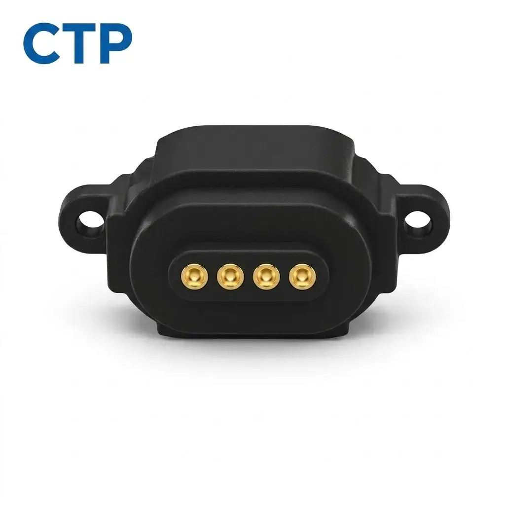 4 pin ring magnetic pogo pin connector 3-5A specs