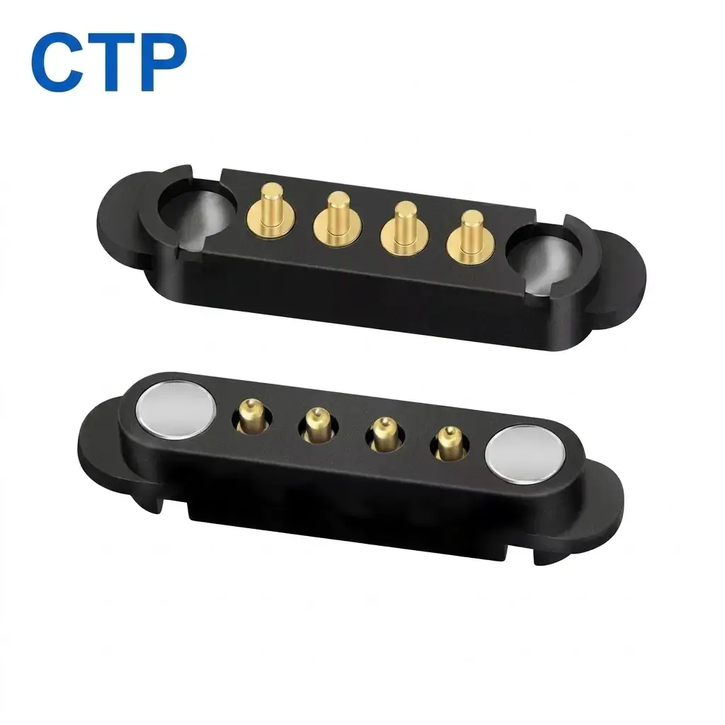 4 pin single row magnetic pogo pin connector 2.8mm specs