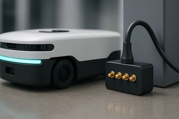 AGV charging at a pogo pin station