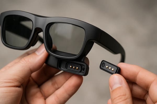 spring loaded pin connector for AR glasses