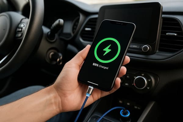 Magnetic USB cable used conveniently in a car dashboard