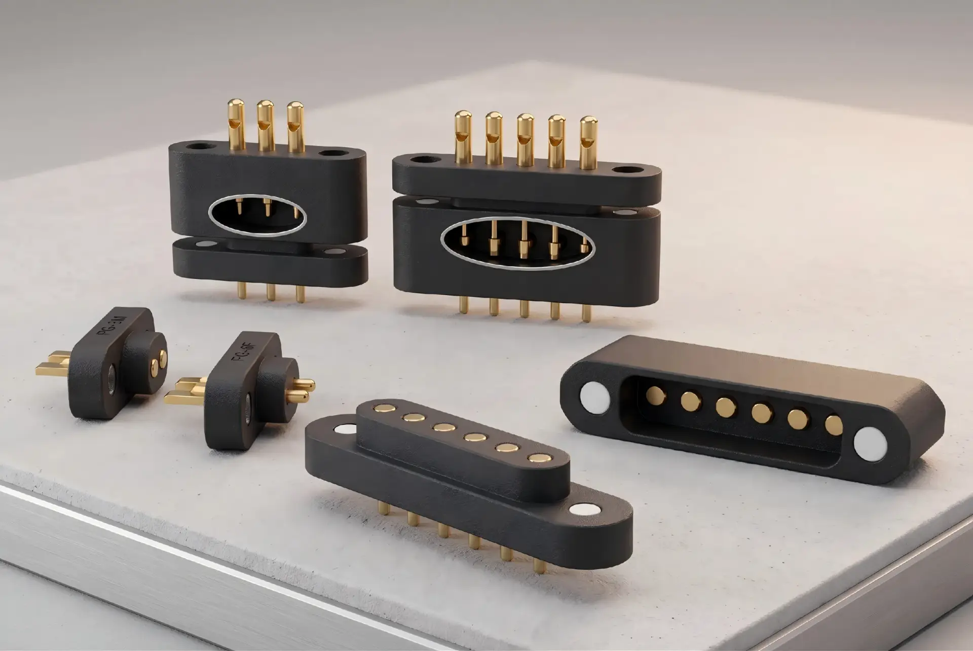 CTP precision magnetic spring-loaded connectors featuring zero-force mating.