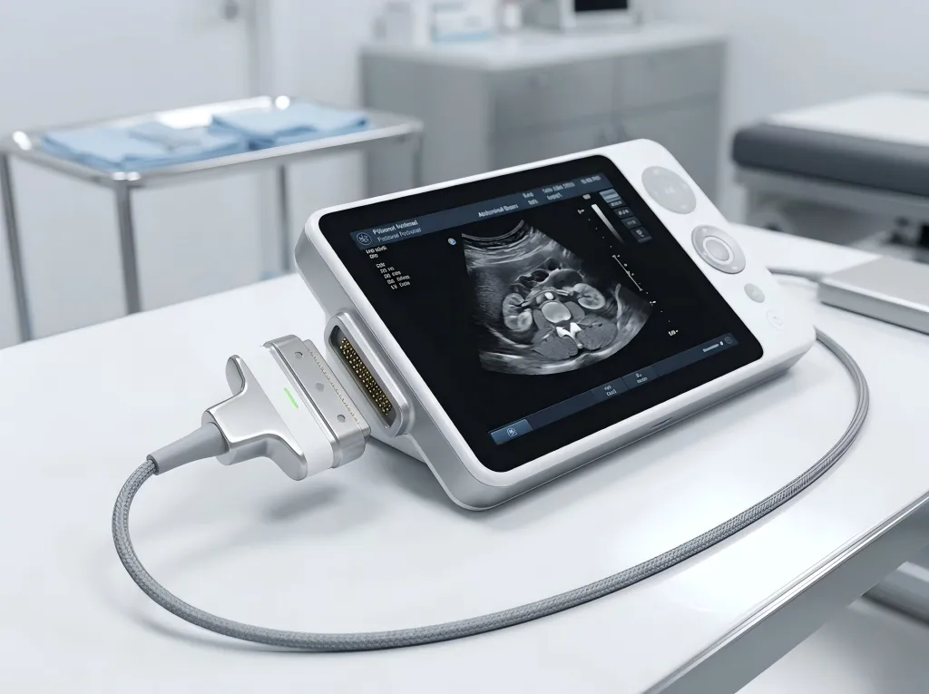 Magnetic pogo pins for portable ultrasound