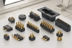 CTP high-performance spring-loaded connector arrays pre-assembled into high-temperature thermoplastic housings, featuring custom pin patterns and integrated threaded inserts.