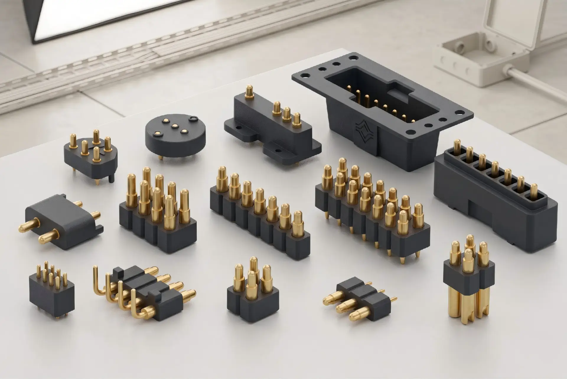 CTP high-performance spring-loaded connector arrays pre-assembled into high-temperature thermoplastic housings.