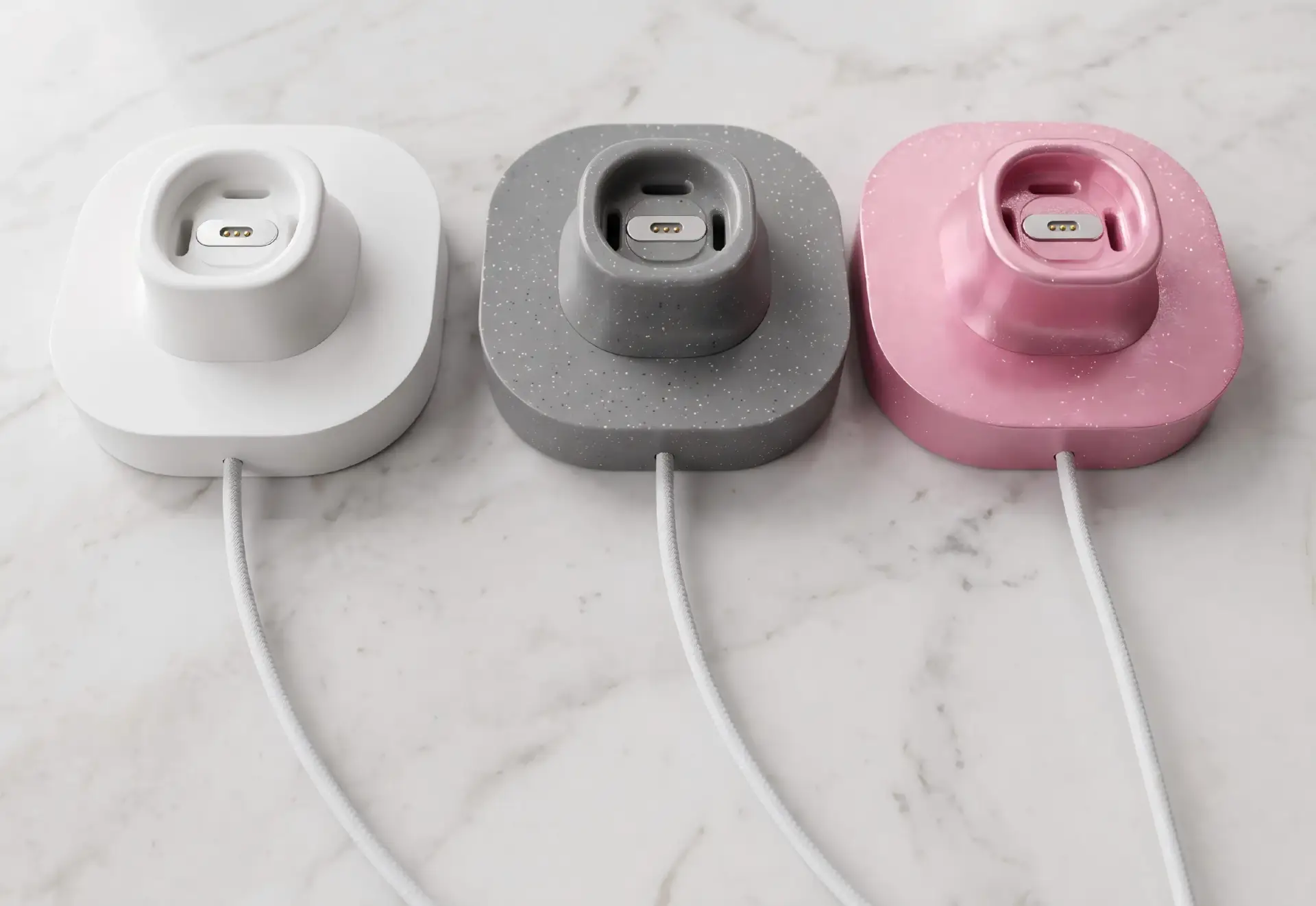 Custom multi-color electric toothbrush charging bases with precision gold-plated pogo pins