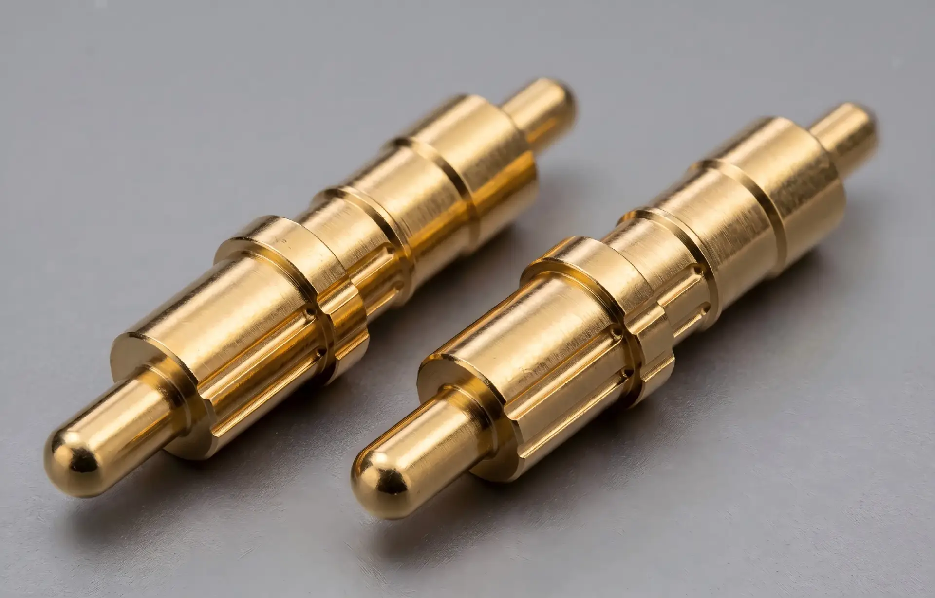 High-reliability double ended pogo pin spring loaded probes for semiconductor testing and dual-sided PCB connections.