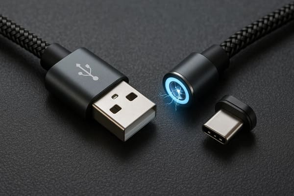 Braided magnetic charging cable showing durability