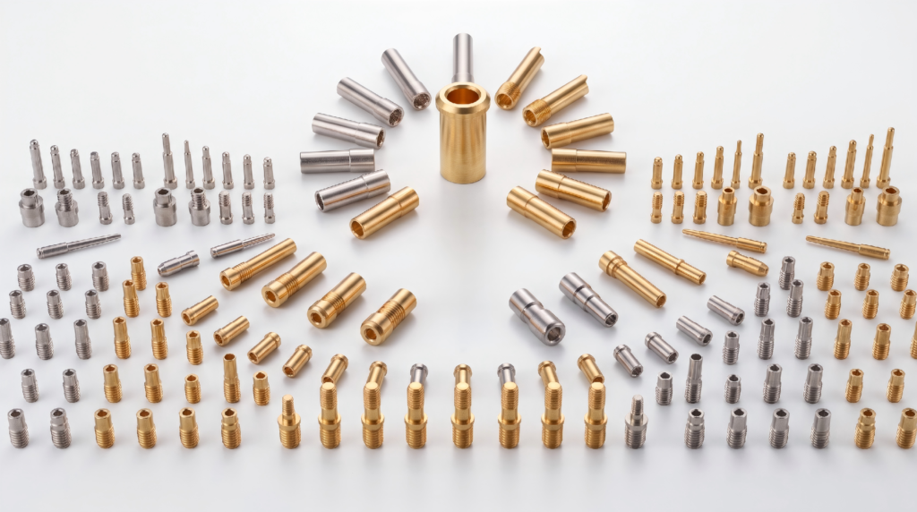 Precision machined pin receptacle with BeCu multi-finger contact for PCB sockets