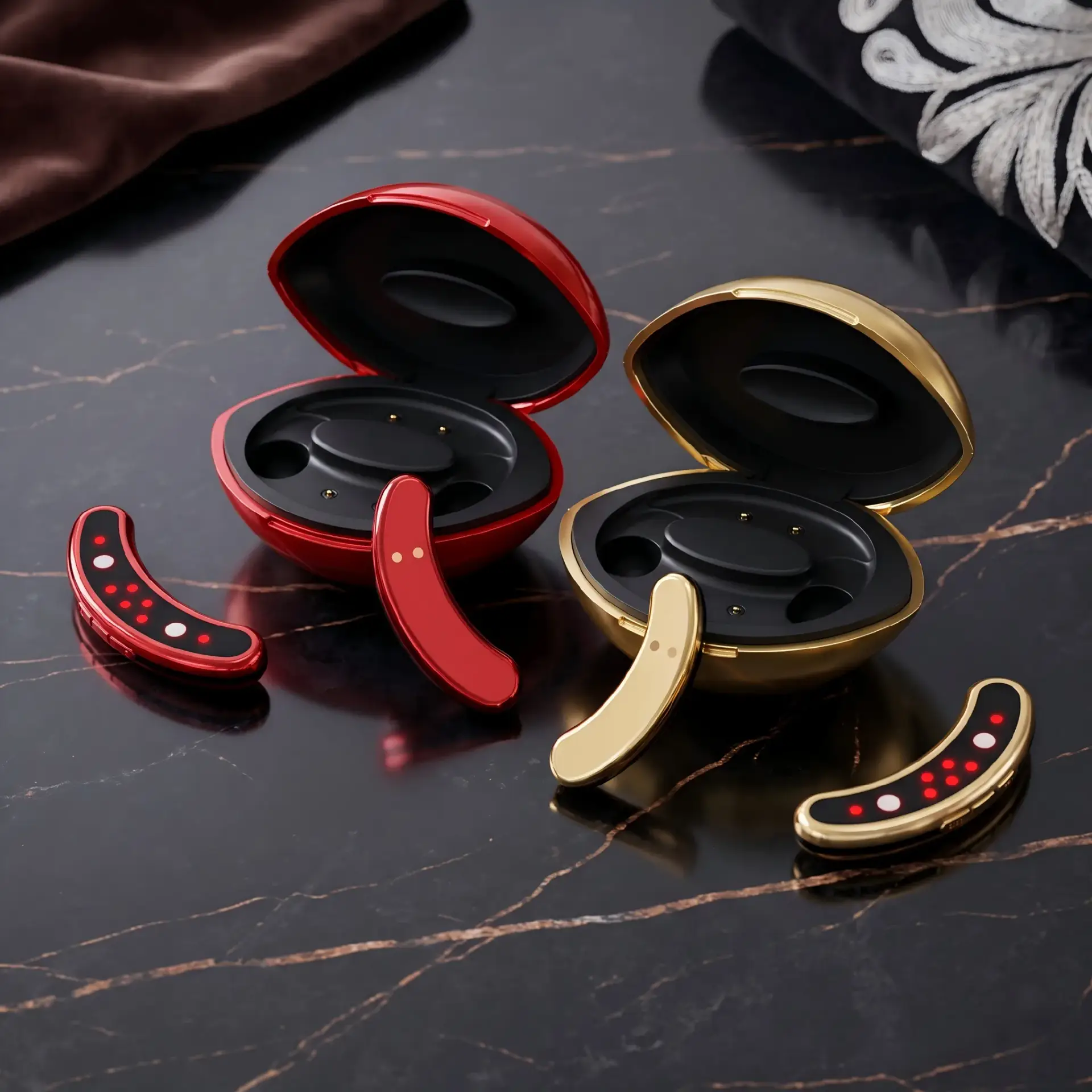 Luxury  skincare facial beauty device utilizing custom 2-pin magnetic charging contacts engineered by CTP Solutions.