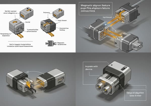 Magnetic alignment feature in pogo pin connectors