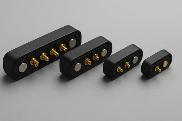 Magnetic pogo pin connectors lined up