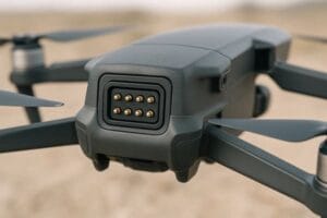 This image shows a magnetic pogo pin connector on a UAV, designed for secure, reliable connections for power and data transfer.