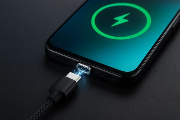 Magnetic USB Cable connecting to a phone