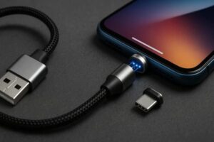 Diagram showing magnetic cable connection