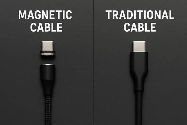 Side-by-side comparison of magnetic and traditional cables