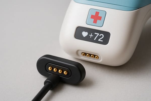 Medical device using a magnetic pogo pin connector
