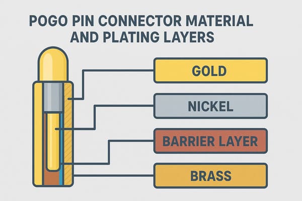 Pogo Pin Connector Material and Plating Layers