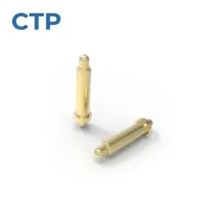 Premium double head pogo pin delivering 12V 1A power with gold-plated contacts and 50,000 cycles lifespan, manufactured by CTP.