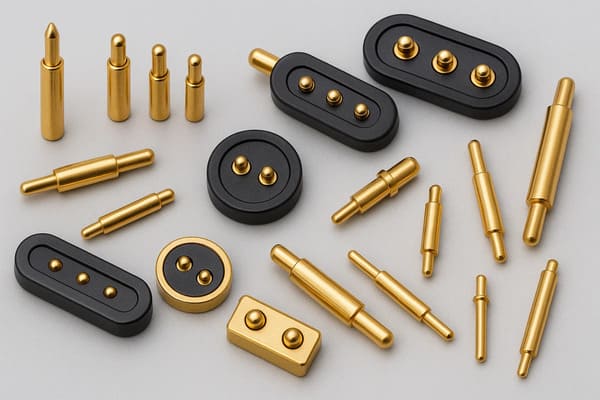 A collection of various high-quality pogo pins and magnetic pogo pin connectors