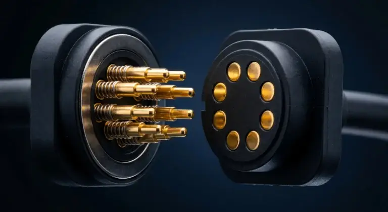 Custom spring-loaded magnetic pogo pin connector with IP68 waterproof design by CTP