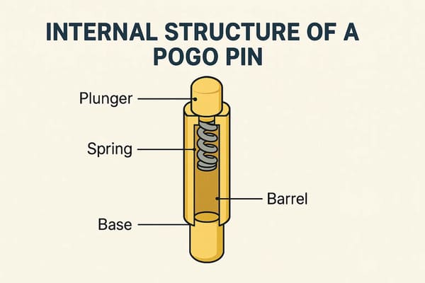 Diagram showing the internal structure of a pogo pin