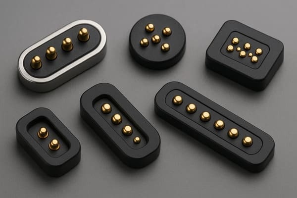Assortment of different sized pogo pin connectors