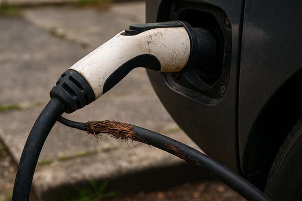 Damaged EV charging cable